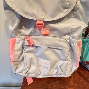 Vera Bradley Kids Backpack - Light Gray and Coral